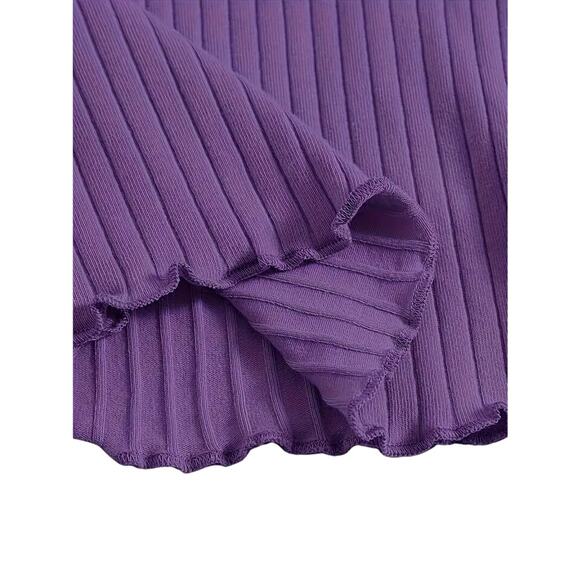 Pre-Owned Purple Lettuce Trim Crew Neck T-Shirt Sz L - Picture 5 of 6